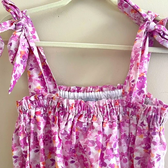 NWOT Sleeveless Linen Blend Floral Print Romper - Picture 4 of 8